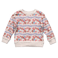 Monstera Tiare Plumeria Lei Pattern Kid Ugly Christmas Sweater Red Version LT01 Kid Red - Polynesian Pride