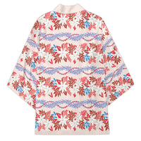 Monstera Tiare Plumeria Lei Pattern Kimono Red Version LT01 - Polynesian Pride