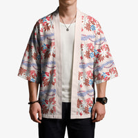 Monstera Tiare Plumeria Lei Pattern Kimono Red Version LT01 - Polynesian Pride