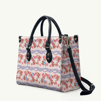 Monstera Tiare Plumeria Lei Pattern Leather Bag Red Version LT01 Red - Polynesian Pride