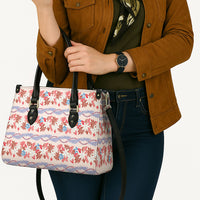 Monstera Tiare Plumeria Lei Pattern Leather Bag Red Version LT01 - Polynesian Pride