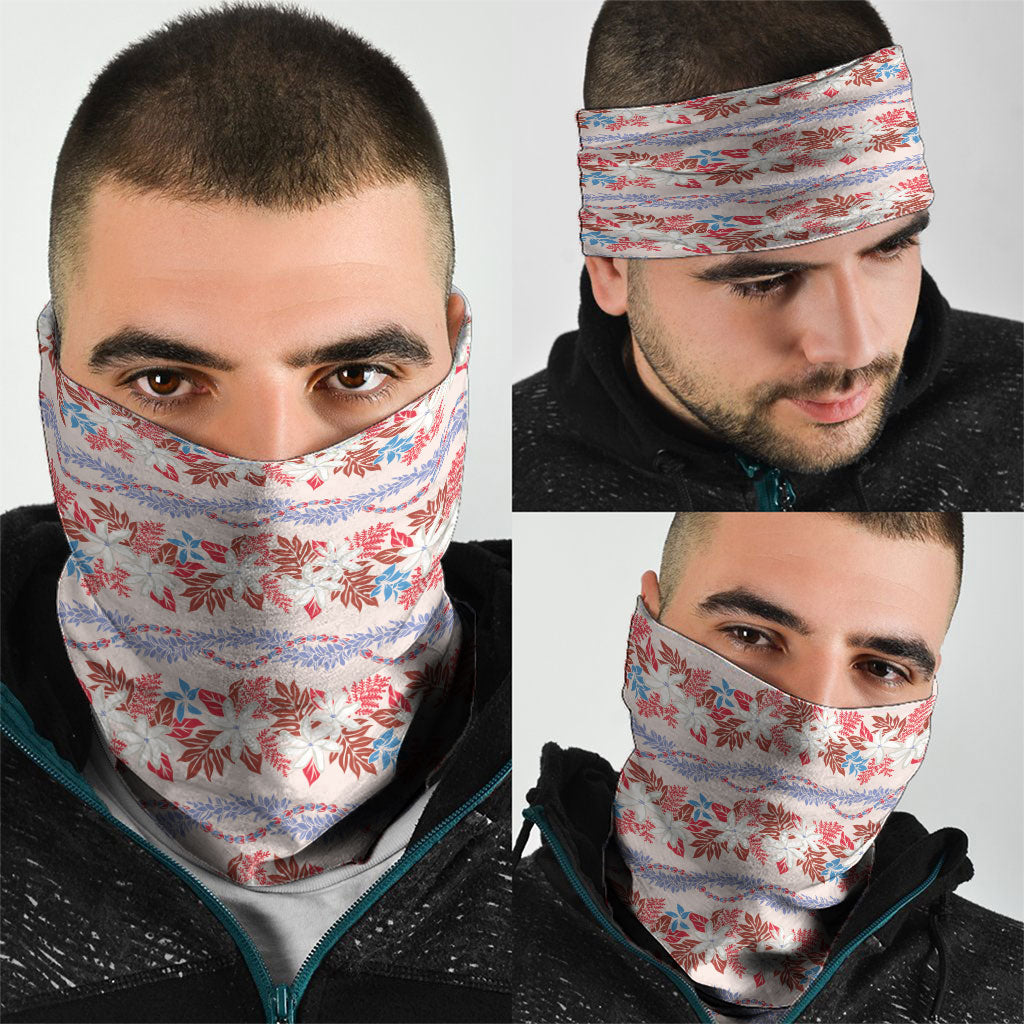 Monstera Tiare Plumeria Lei Pattern Neck Gaiter Red Version LT01 - Polynesian Pride