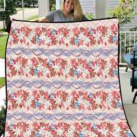 Monstera Tiare Plumeria Lei Pattern Quilt Red Version LT01 Red - Polynesian Pride