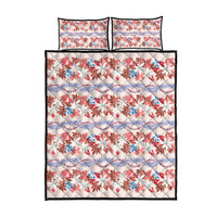Monstera Tiare Plumeria Lei Pattern Quilt Bed Set Red Version LT01 - Polynesian Pride