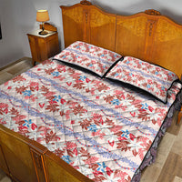 Monstera Tiare Plumeria Lei Pattern Quilt Bed Set Red Version LT01 - Polynesian Pride