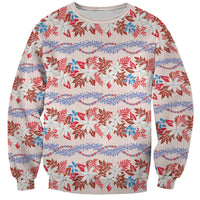 Monstera Tiare Plumeria Lei Pattern Sweatshirt Red Version LT01 Unisex Red - Polynesian Pride