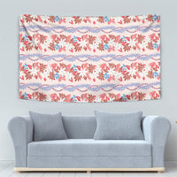 Monstera Tiare Plumeria Lei Pattern Tapestry Red Version LT01 - Polynesian Pride