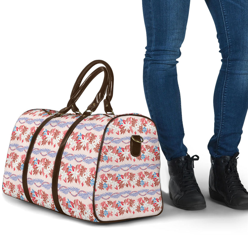 Monstera Tiare Plumeria Lei Pattern Travel Bag Red Version LT01 - Polynesian Pride