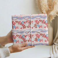 Monstera Tiare Plumeria Lei Pattern Wrapping Paper Red Version LT01 - Polynesian Pride