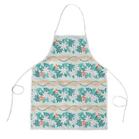 Monstera Tiare Plumeria Lei Pattern Apron Teal Version LT01 Teal - Polynesian Pride