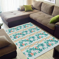 Monstera Tiare Plumeria Lei Pattern Area Rug Teal Version LT01 - Polynesian Pride