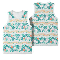 Monstera Tiare Plumeria Lei Pattern Basketball Jersey Teal Version