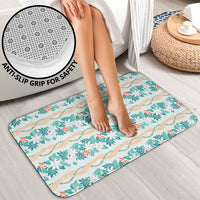Monstera Tiare Plumeria Lei Pattern Bathroom Set Teal Version LT01 - Polynesian Pride
