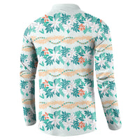 Monstera Tiare Plumeria Lei Pattern Button Sweatshirt Teal Version LT01 - Polynesian Pride