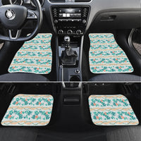 Monstera Tiare Plumeria Lei Pattern Car Mats Teal Version