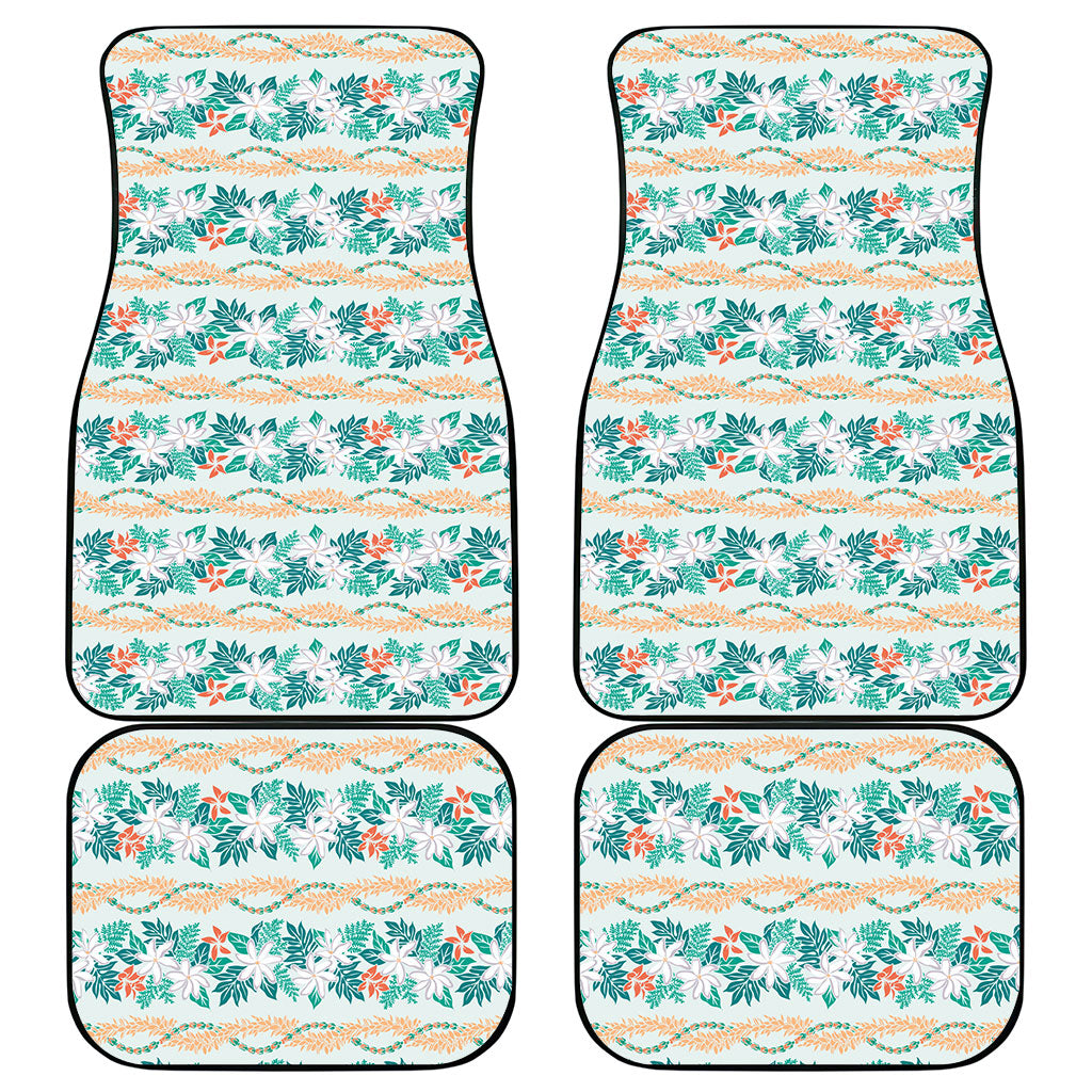 Monstera Tiare Plumeria Lei Pattern Car Mats Teal Version
