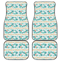 Monstera Tiare Plumeria Lei Pattern Car Mats Teal Version