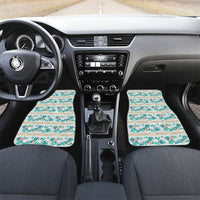 Monstera Tiare Plumeria Lei Pattern Car Mats Teal Version