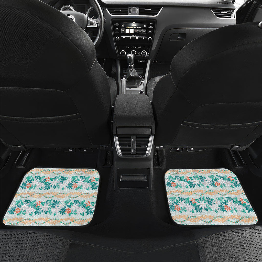 Monstera Tiare Plumeria Lei Pattern Car Mats Teal Version