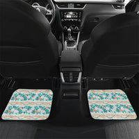 Monstera Tiare Plumeria Lei Pattern Car Mats Teal Version