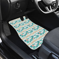 Monstera Tiare Plumeria Lei Pattern Car Mats Teal Version