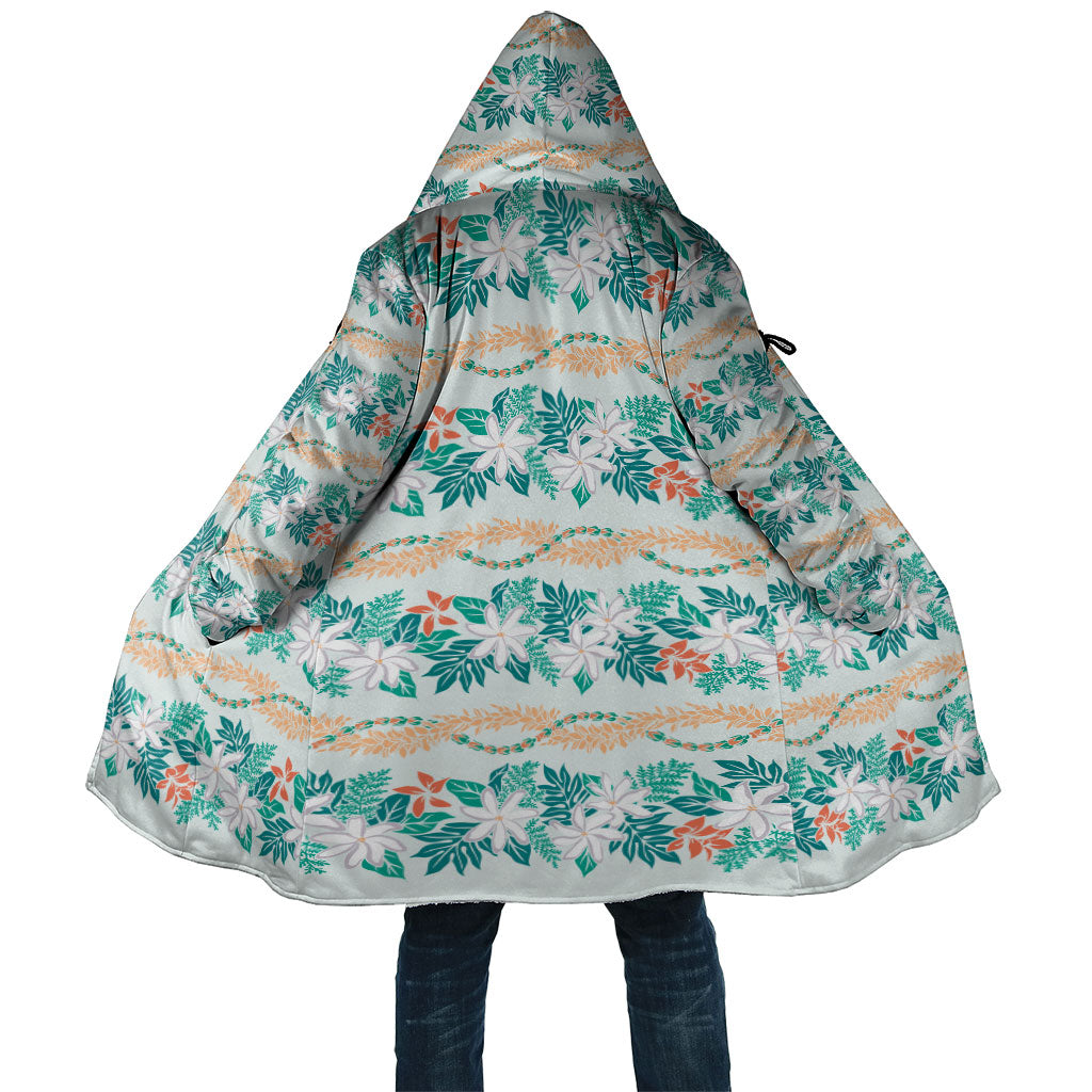 Monstera Tiare Plumeria Lei Pattern Cloak Teal Version LT01 Unisex Teal - Polynesian Pride