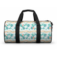 Monstera Tiare Plumeria Lei Pattern Duffle Bag Teal Version