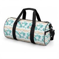 Monstera Tiare Plumeria Lei Pattern Duffle Bag Teal Version
