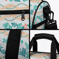 Monstera Tiare Plumeria Lei Pattern Duffle Bag Teal Version