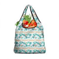 Monstera Tiare Plumeria Lei Pattern Grocery Bag Teal Version LT01 1-pack One Size Teal - Polynesian Pride