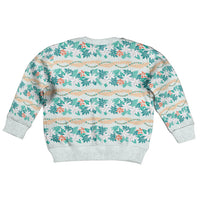 Monstera Tiare Plumeria Lei Pattern Kid Ugly Christmas Sweater Teal Version LT01 - Polynesian Pride