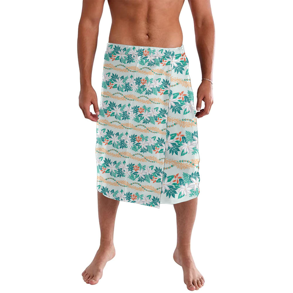 Monstera Tiare Plumeria Lei Pattern Lavalava Teal Version