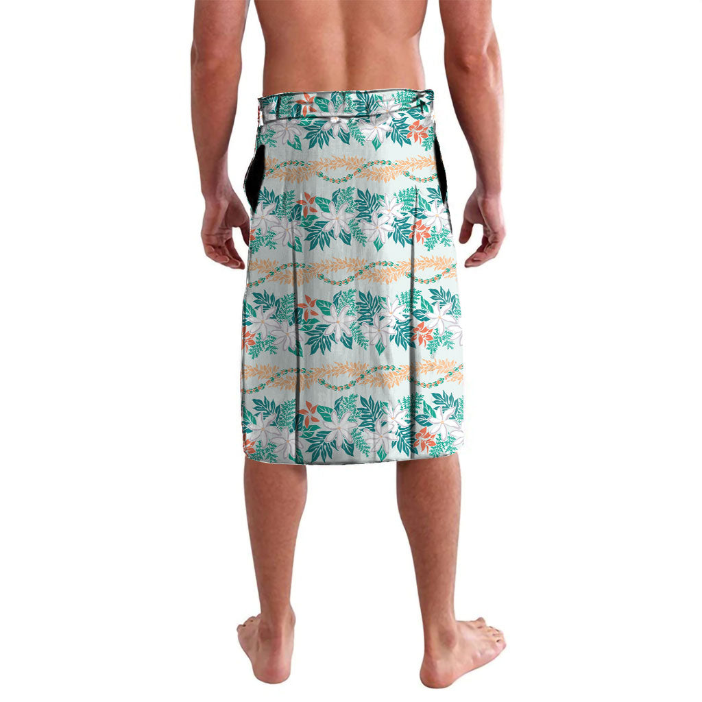 Monstera Tiare Plumeria Lei Pattern Lavalava Teal Version