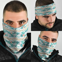 Monstera Tiare Plumeria Lei Pattern Neck Gaiter Teal Version LT01 - Polynesian Pride
