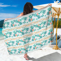 Monstera Tiare Plumeria Lei Pattern Sarong Teal Version