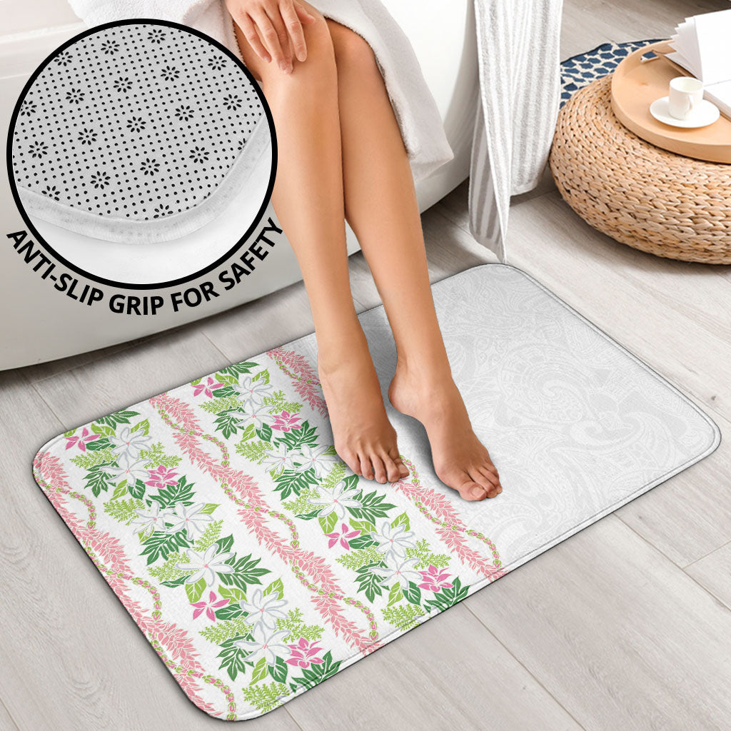 Monstera Tiare Plumeria Bathroom Set Green Polynesian Pattern LT01 - Polynesian Pride