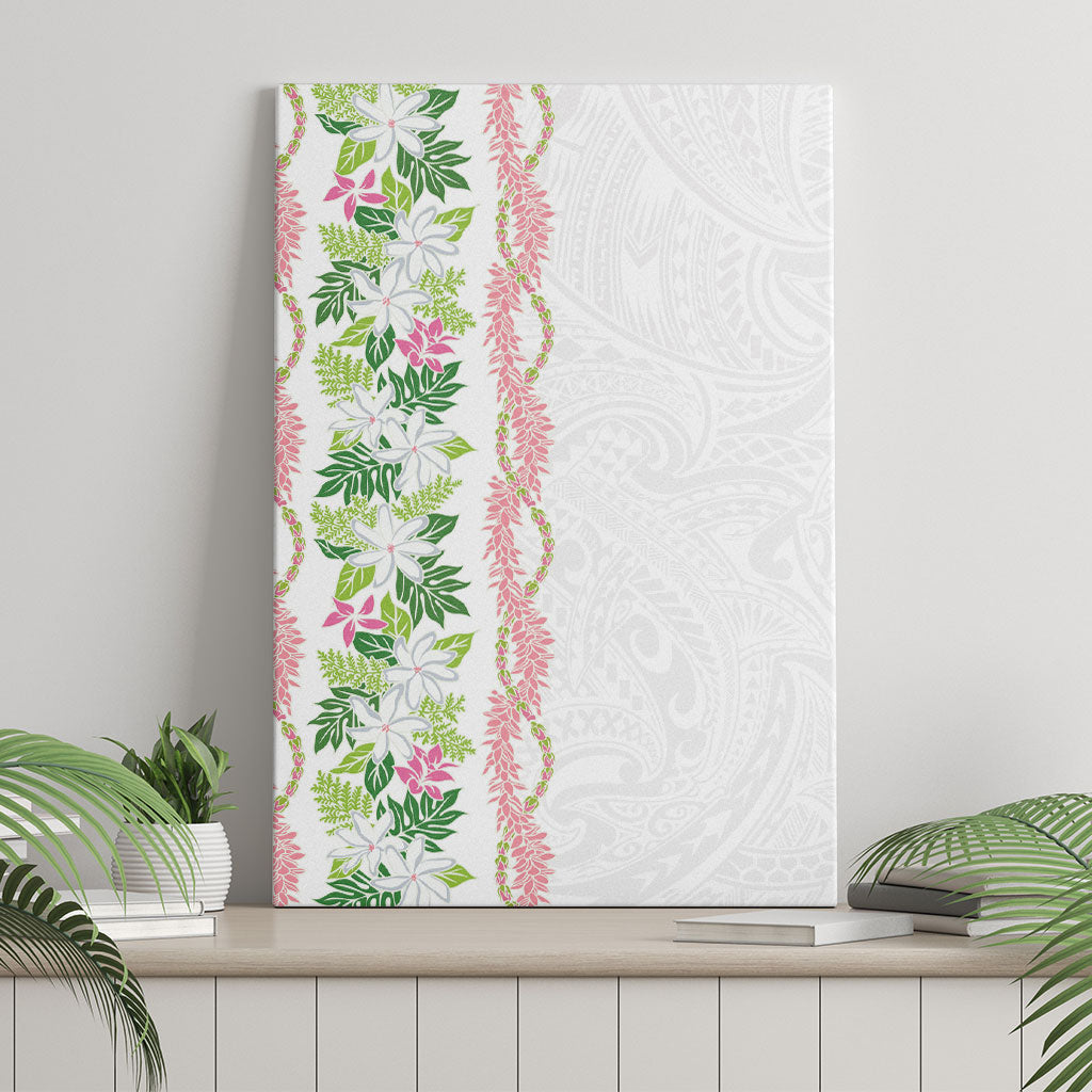 Monstera Tiare Plumeria Canvas Wall Art Green Polynesian Pattern LT01 - Polynesian Pride