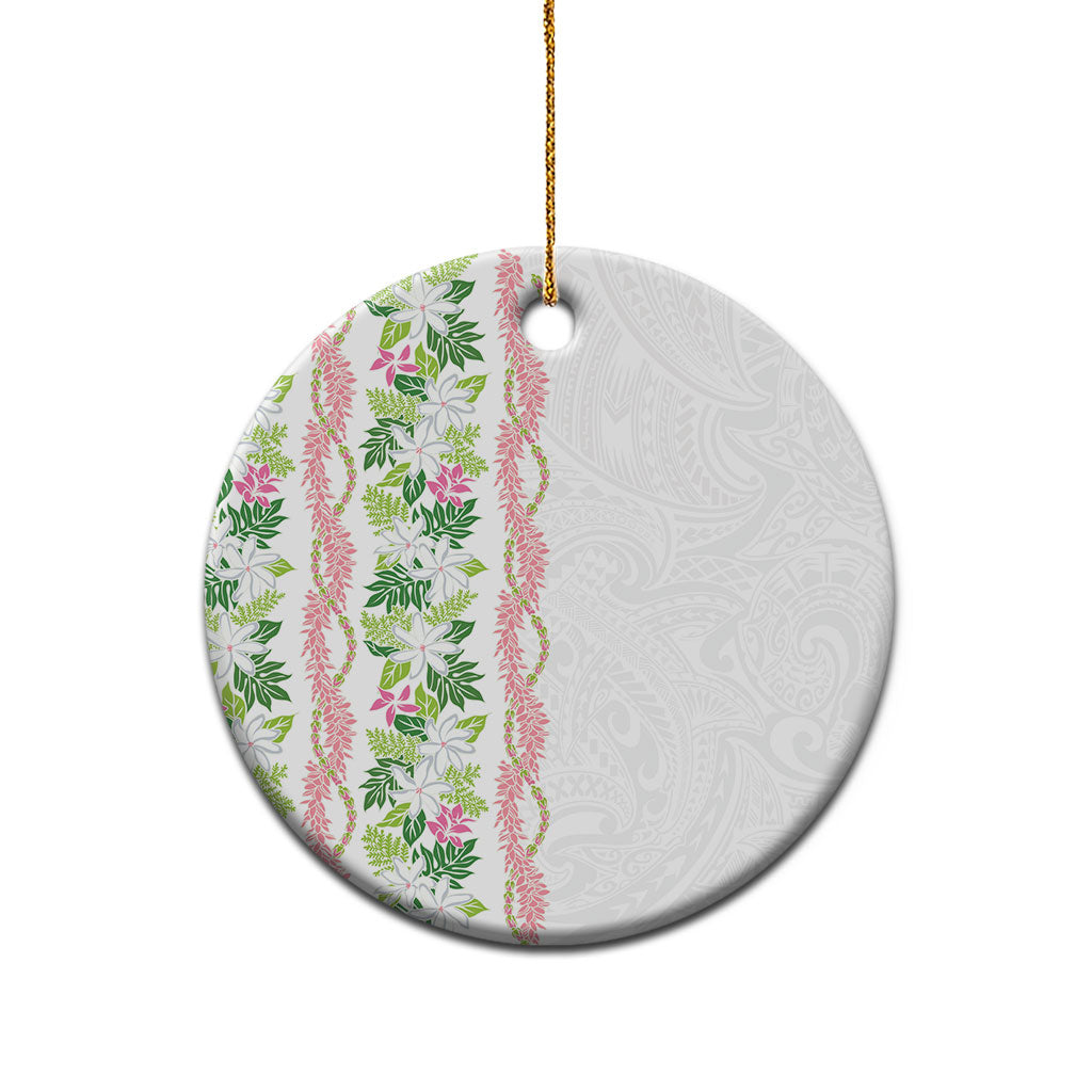 Monstera Tiare Plumeria Ceramic Ornament Green Polynesian Pattern LT01 - Polynesian Pride