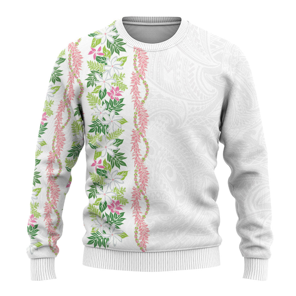 Monstera Tiare Plumeria Ugly Christmas Sweater Green Polynesian Pattern LT01 - Polynesian Pride