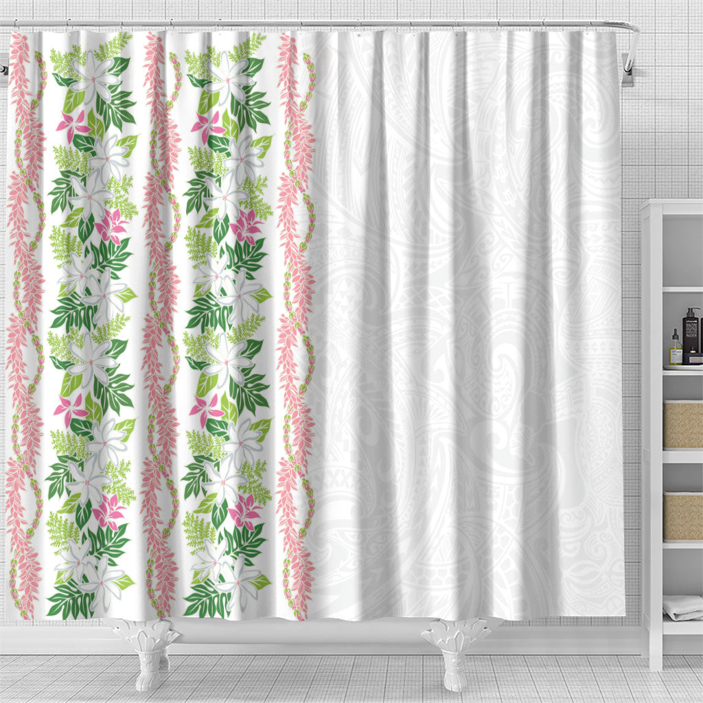 Monstera Tiare Plumeria Shower Curtain Green Polynesian Pattern LT01 - Polynesian Pride