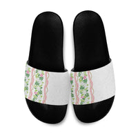 Monstera Tiare Plumeria Slide Sandals Green Polynesian Pattern LT01 Green - Polynesian Pride