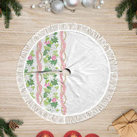 Monstera Tiare Plumeria Tree Skirt Green Polynesian Pattern LT01 Fringed Green - Polynesian Pride