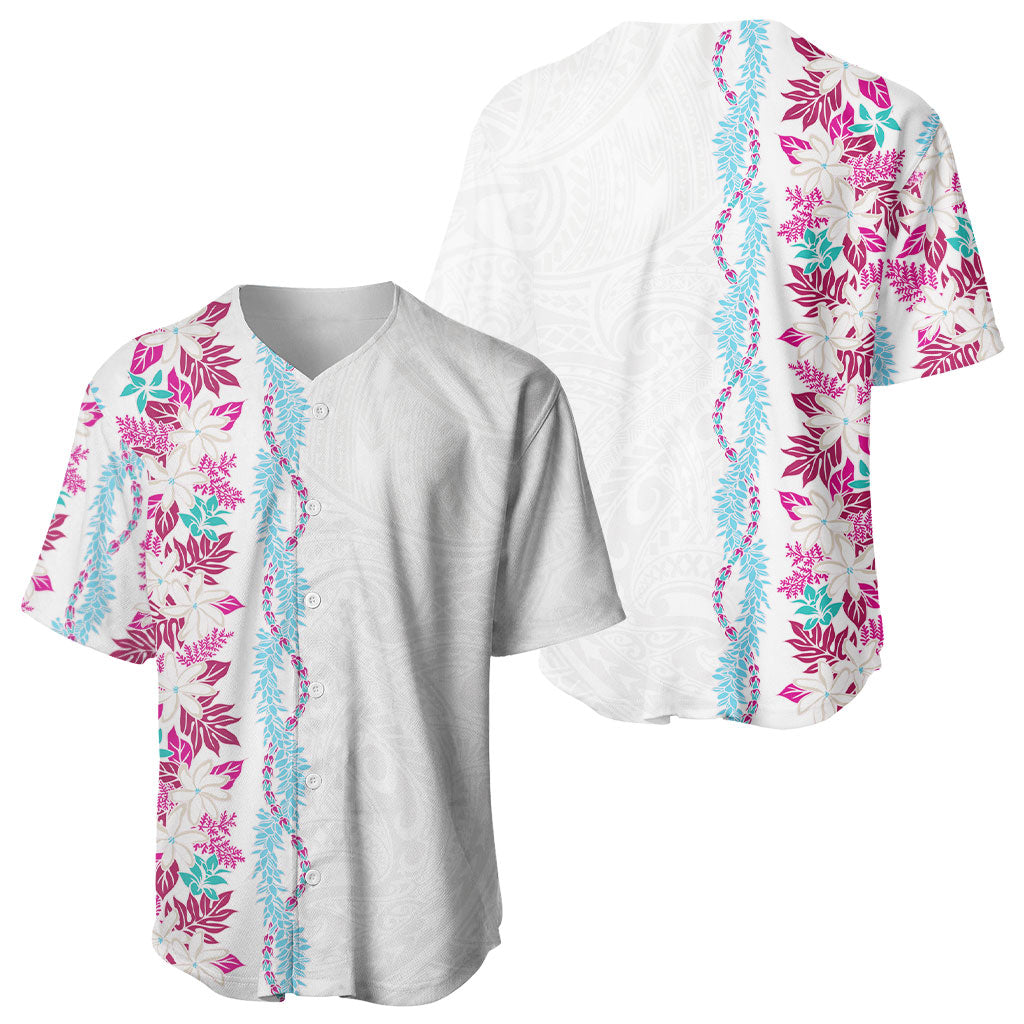 Monstera Tiare Plumeria Baseball Jersey Pink Polynesian Pattern LT01 - Polynesian Pride