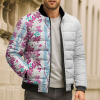Monstera Tiare Plumeria Bomber Puffer Jacket Pink Polynesian Pattern LT01 - Polynesian Pride