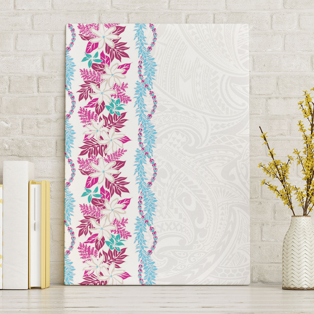 Monstera Tiare Plumeria Canvas Wall Art Pink Polynesian Pattern LT01 Without Frame Pink - Polynesian Pride