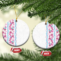 Monstera Tiare Plumeria Ceramic Ornament Pink Polynesian Pattern LT01 Circle Pink - Polynesian Pride