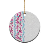 Monstera Tiare Plumeria Ceramic Ornament Pink Polynesian Pattern LT01 - Polynesian Pride