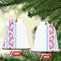 Monstera Tiare Plumeria Ceramic Ornament Pink Polynesian Pattern LT01 Bell Flake Pink - Polynesian Pride