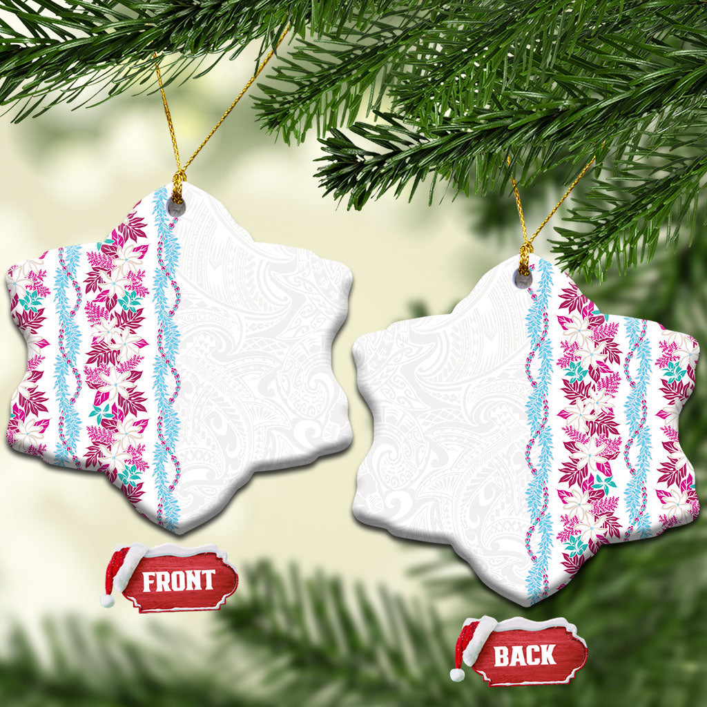 Monstera Tiare Plumeria Ceramic Ornament Pink Polynesian Pattern LT01 Snow Flake Pink - Polynesian Pride