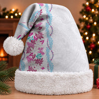 Monstera Tiare Plumeria Christmas Santa Hat Pink Polynesian Pattern LT01 With Fur Pink - Polynesian Pride